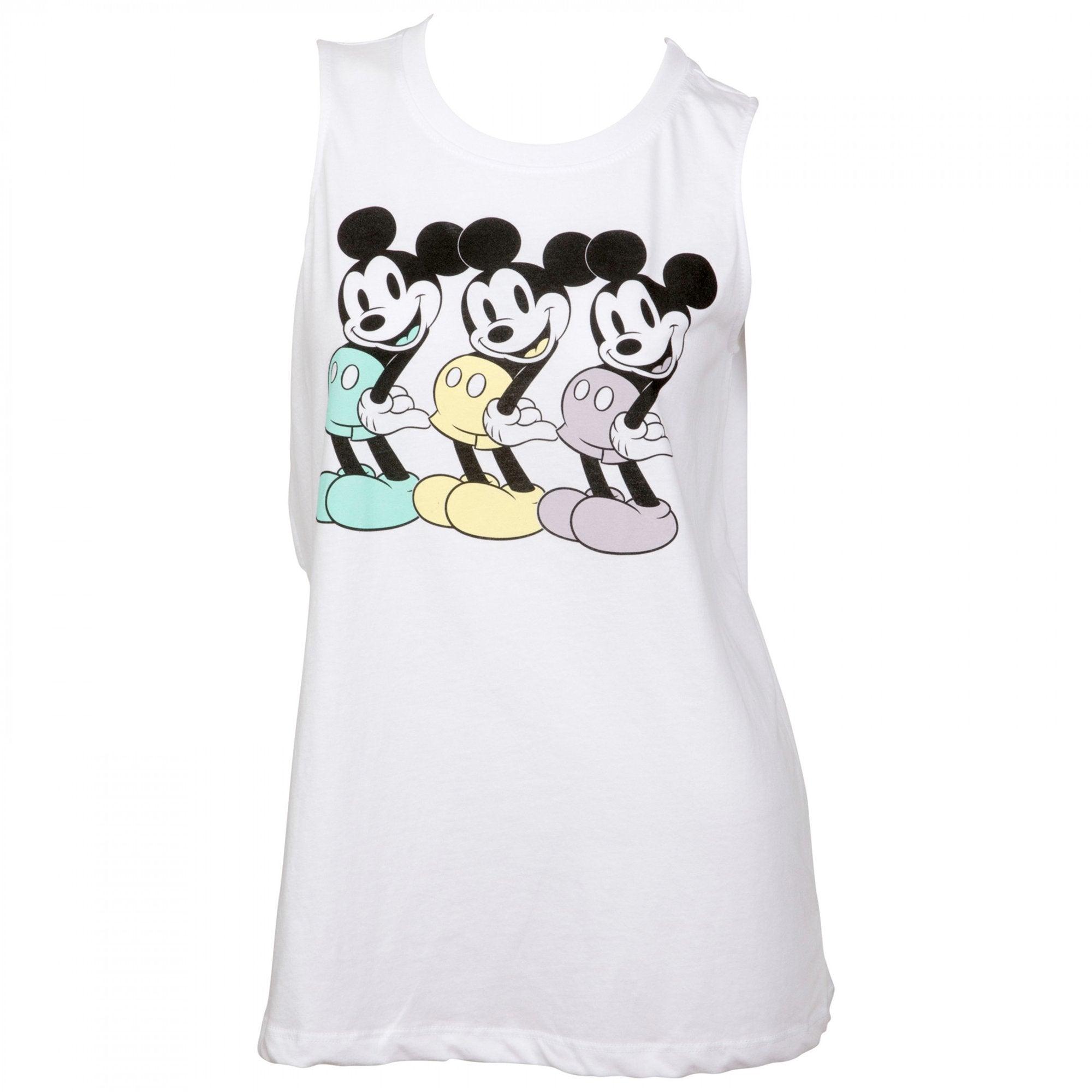 Juniors Disney Mickey Three Muscle Tank Top