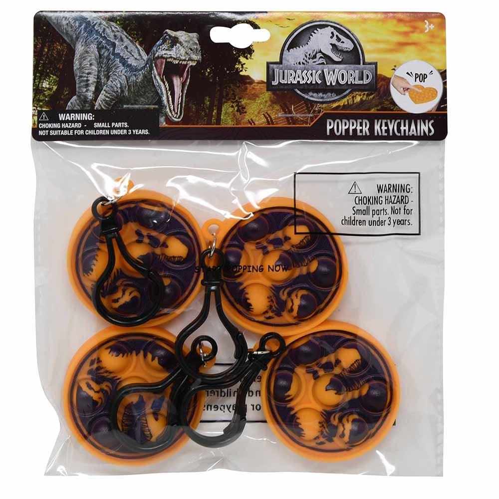 Jurassic World Printed 4pk Shaped Pop Fidget Keychain