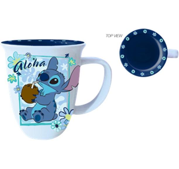 Lilo & Stitch Hearts 14oz Shaped Handle Ceramic Mug