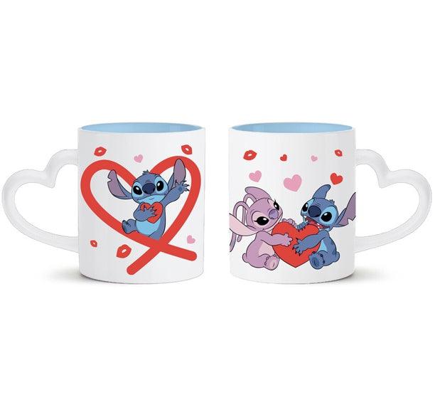 Lilo & Stitch Hearts 14oz Shaped Handle Ceramic Mug