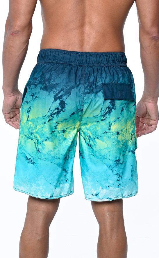 Men's Swim Shorts with Cargo Pocket and Full Elastic Waist