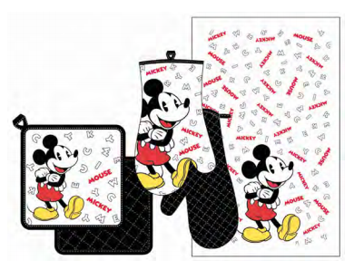 Disney Oven Mitt Pot Holder & Dish Towel 3 pc Kitchen Set (Mickey Mouse  Green)