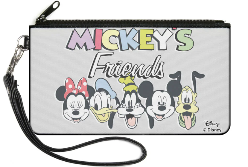 Mickeys Friends The Fab Five Faces Canvas Zipper Large Wallet