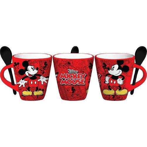 Disney Mickey Funnies Cartoon 11oz Mug W/Spoon Red