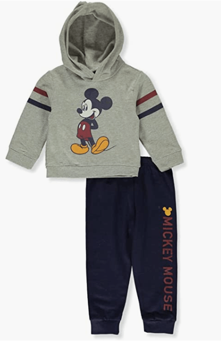 Mickey Hoodie Fleece & Jogger Pant Set Grey and Navy