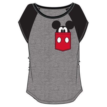 Mickey Mouse Pocket Juniors T-Shirt Charcoal Gray