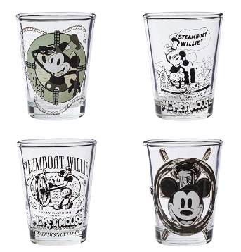 Disney 100 Steamboat Mickey Mini Glass 4pc 1.5oz