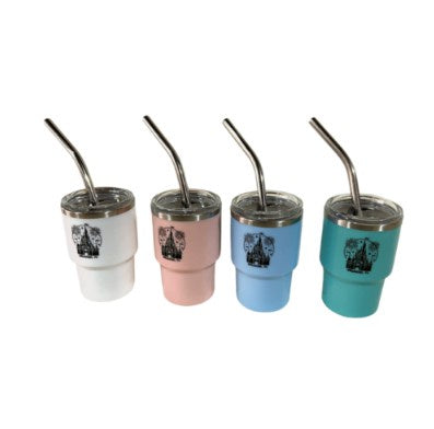 Castle Mini Stainless Tumbler 3oz w/ Straw Asst 1pc