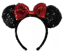 Minnie Ears Sequin Headband with Red Bow