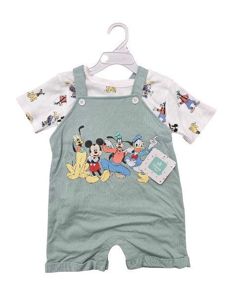 Mickey & Friends Baby Shortall 2Pc Set Green