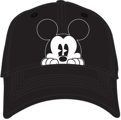 Adult Disney Mickey Peeking Emb. Black Baseball Cap