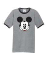 Mickey Mouse Head Adult Ringer Tee Grey