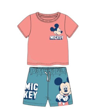 Disney Mickey Baby Boys 2Pc Short Set Peach/Teal