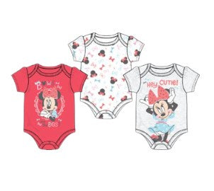 Disney Minnie Cute Baby Girls 3Pk Bodysuits