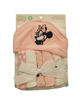 Disney Minnie Mouse 1 Hooded Towel & 5 Washcloths