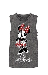 Disney Shimmer Minnie Mouse Twisted Neck Junior Charcoal Tank