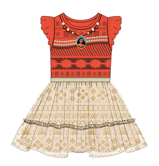 Disney Youth Girl Moana Cosplay Dress Tomato