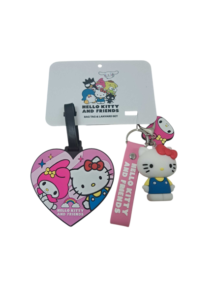 Hello Kitty & My Melody Luggage tag w/ Keychain & Charm