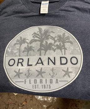 Navy Heather T-Shirt 6 Palm Tree Orlando Est 1875