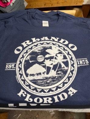 Navy T-Shirt Orlando Sunset Palm Est 1875