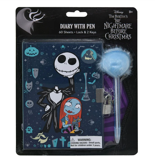 Nightmare Before Christmas Diary w/ Pom Pen Lock & Key Set