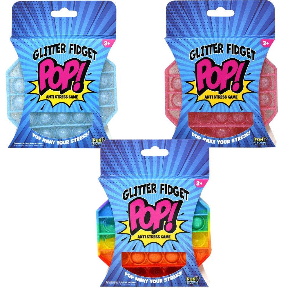 Octagon Fidget Pop Glitter Version on hang card