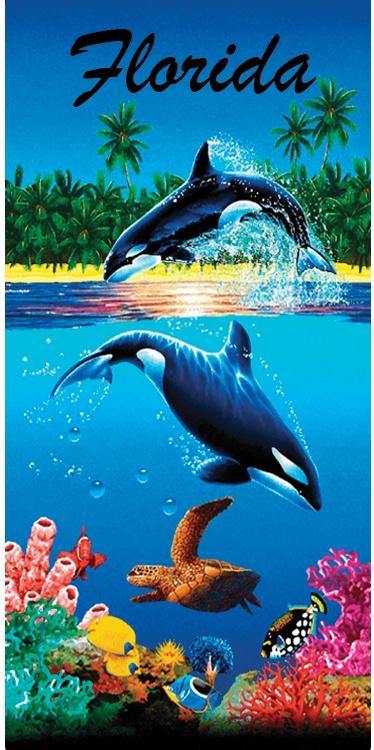 Orca in Paradise Florida Beach Towel 30" x 60"