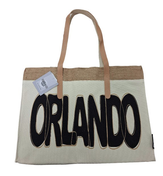 Orlando Beach Tote Cream Black