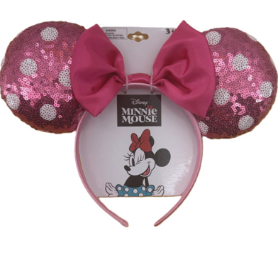 Minnie Me Ears Sequin with Pink Bow Headband