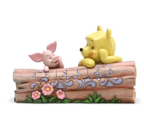 Pooh and Piglet by Log Figurine