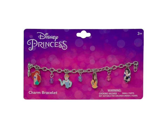Princess 7" Charm Bracelet w/ 4 metal charms & 3 beads on Card