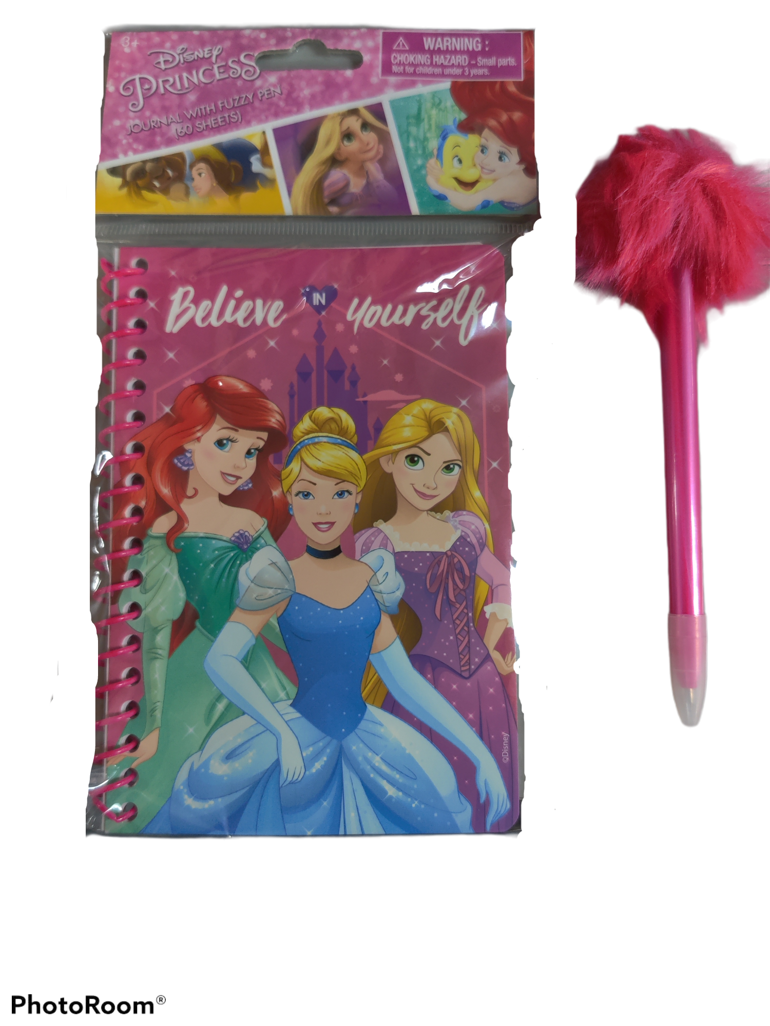 Princess Spiral Notebook With Feather Pin