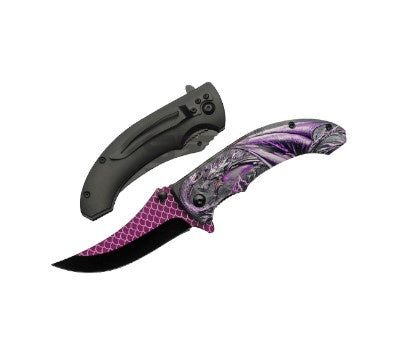 FK-4.5" Purple Dragonscale Clip Liner Lock Knife