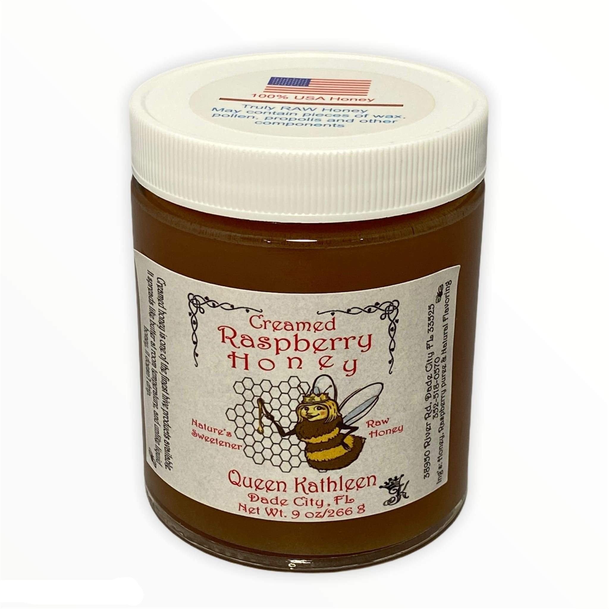 Queen Kathleen Creamed Raspberry Honey 9oz Jar
