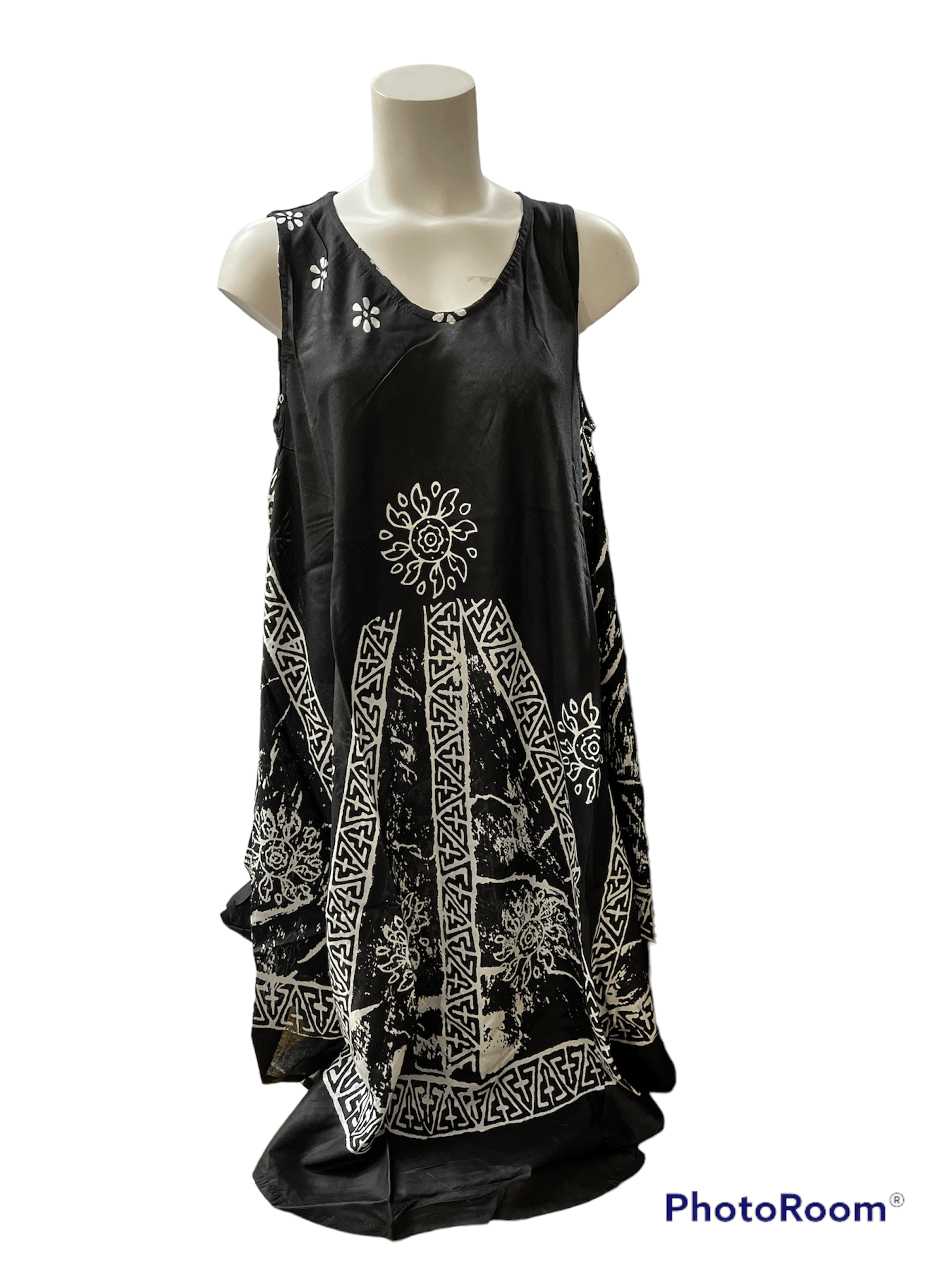 Rayon Black And White Dress