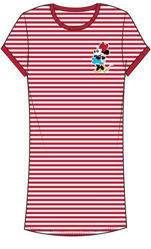 Red and White Striped Minnie Mouse Nightgown, Favorite Character Disney Sleepwear and Night Shirt for Juniors