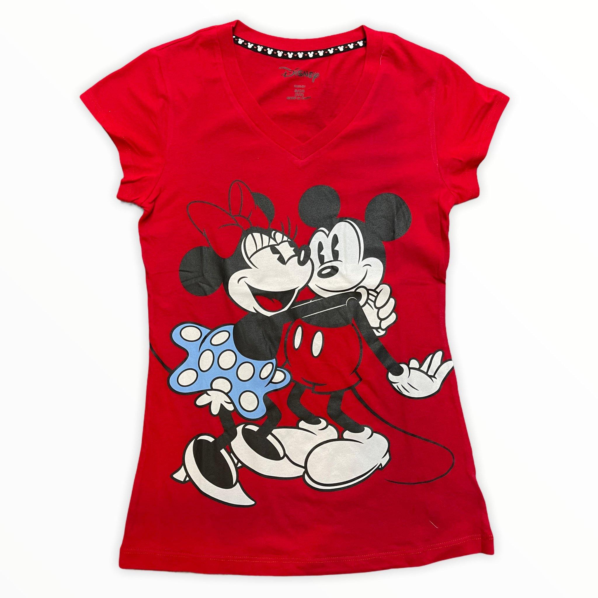 Red Mickey and Minnie Hugging Women's Sleep Top