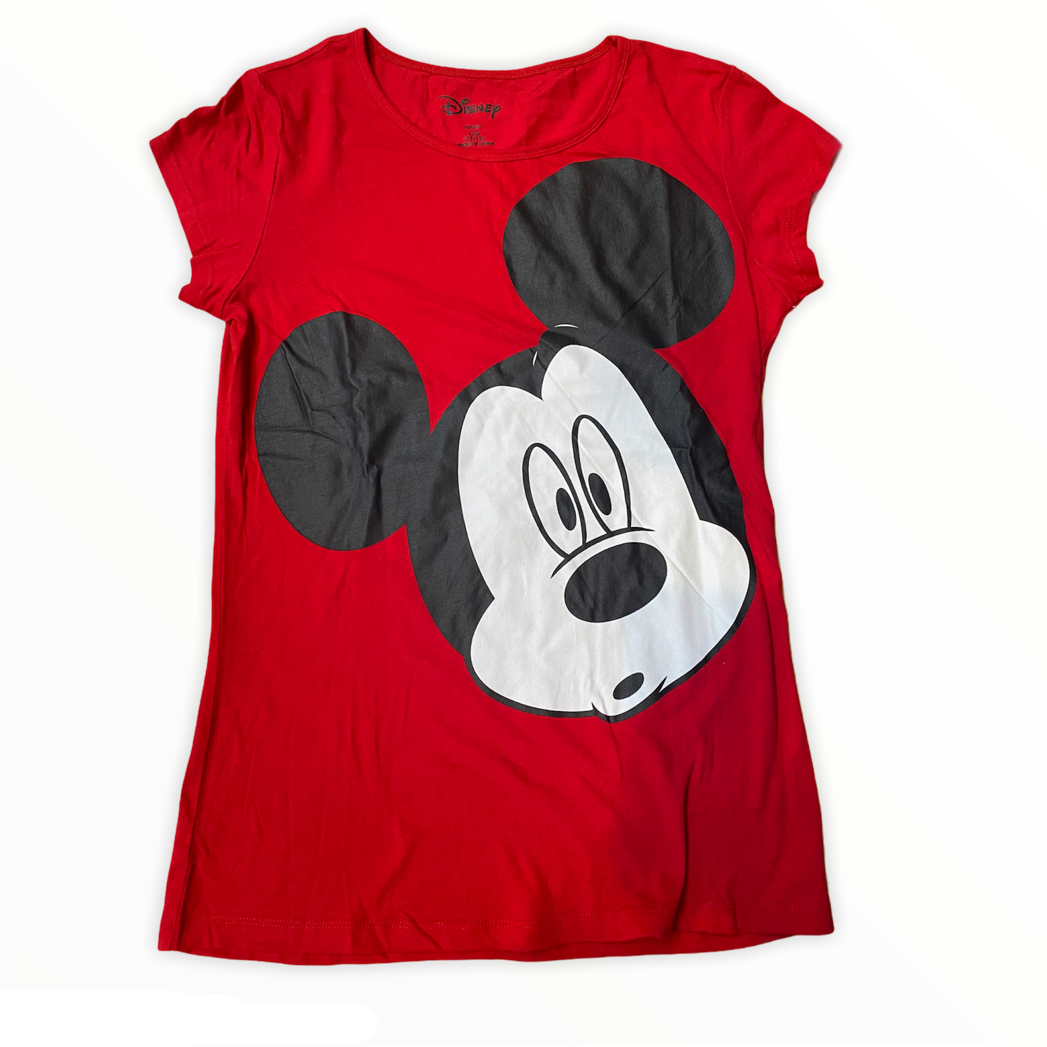 Red Mickey Mouse Big Surprised Face Women's Top