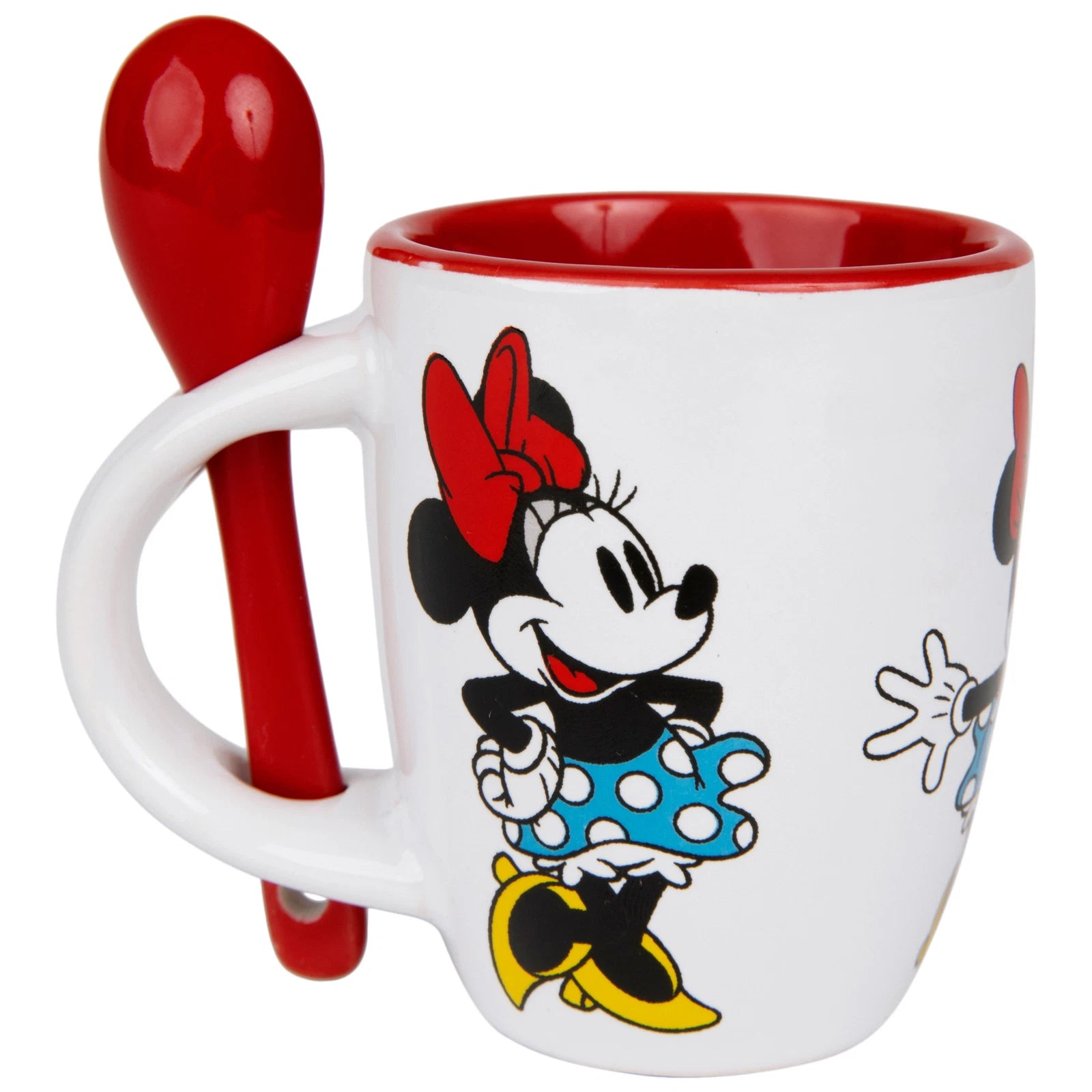 Disney Minnie Mouse Waves Espresso Mug w/Spoon, White Red