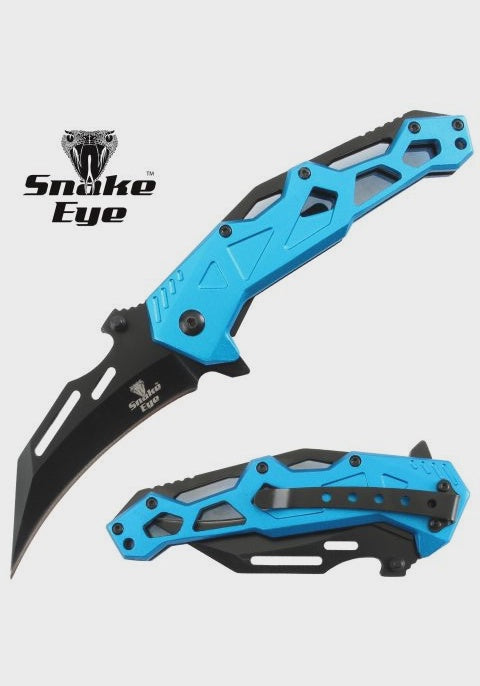 Snake Eye Tactical Karambit Style Manual Folding Knife Blue