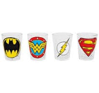 DC Comics Sketch Logos 4pc. 1.5oz. Mini Glass Set 4x1