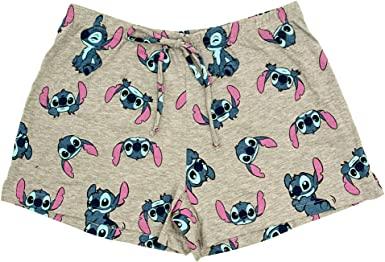 Soft Lilo and Stitch Faces Grey Pajama Shorts for Women