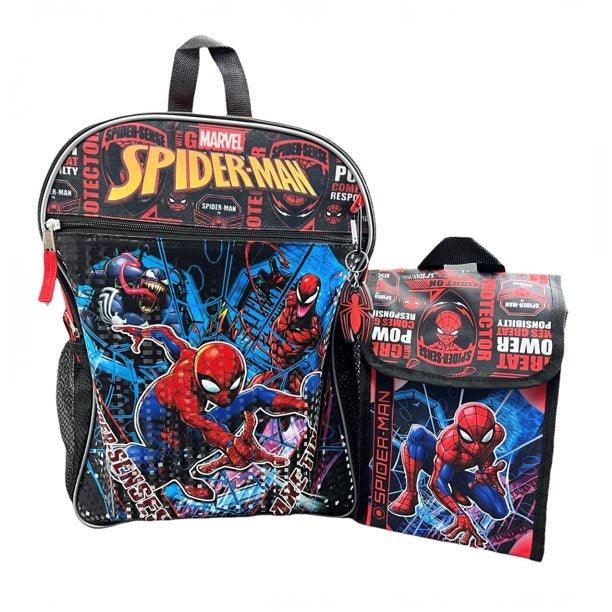 Spiderman 16" Backpack 4pc Set with Lunch Kit, Key