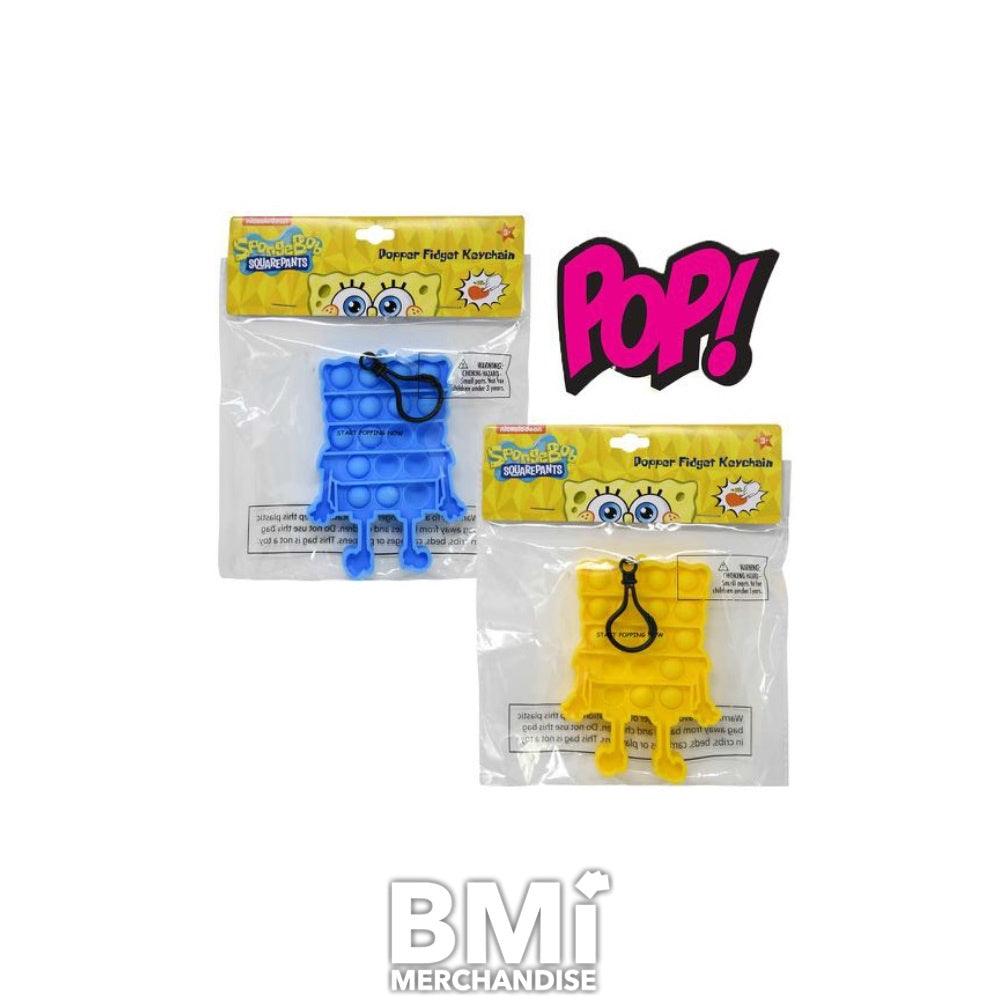Sponge Bob Shaped Pop Fidget Keychain in Bag