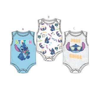 Disney Stitch Baby Boys 3Pk Bodysuits