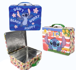 Disney Stitch Carry All Tin Box 8" Assrt - 1pc