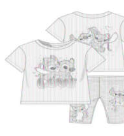 Kids Disney Stitch & Angel Purple Love Shirt & Biker Shorts Set