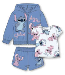 Kids Disney Stitch & Angel 3pc Hoodie, Shirt & Shorts Set