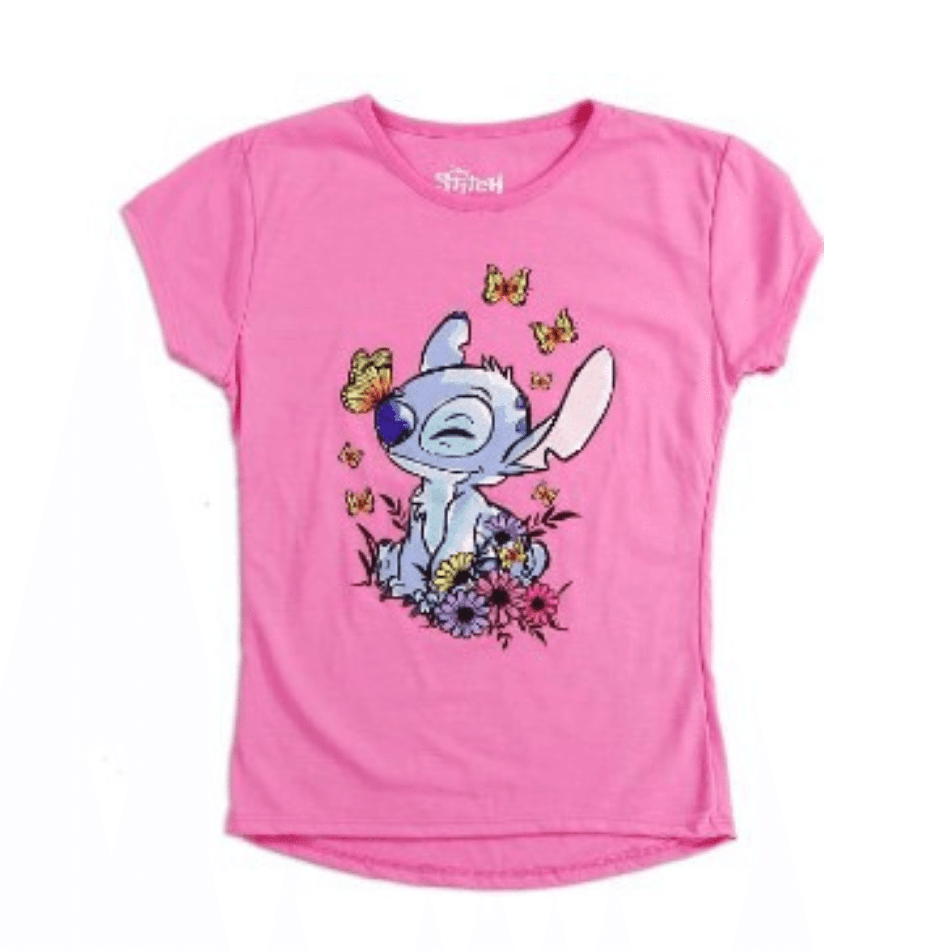 Stitch In Flowers Girls T-Shirt