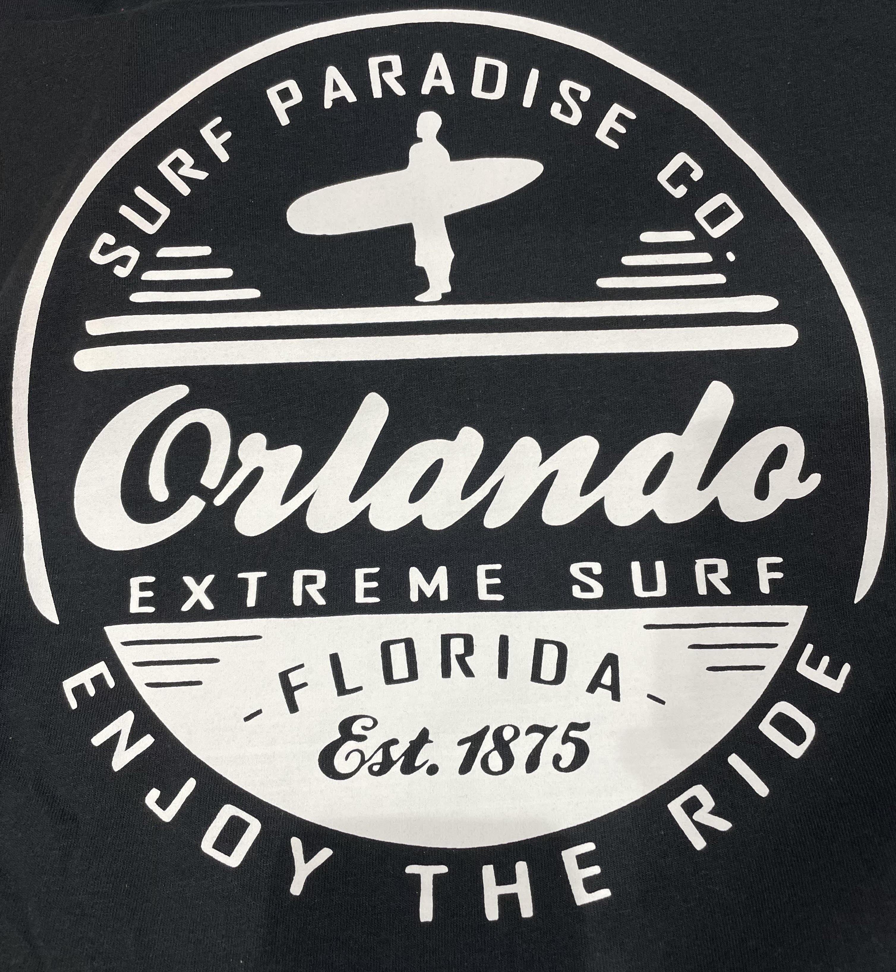 Surf Paradise FL est 1875, Black Orlando T- Shirt